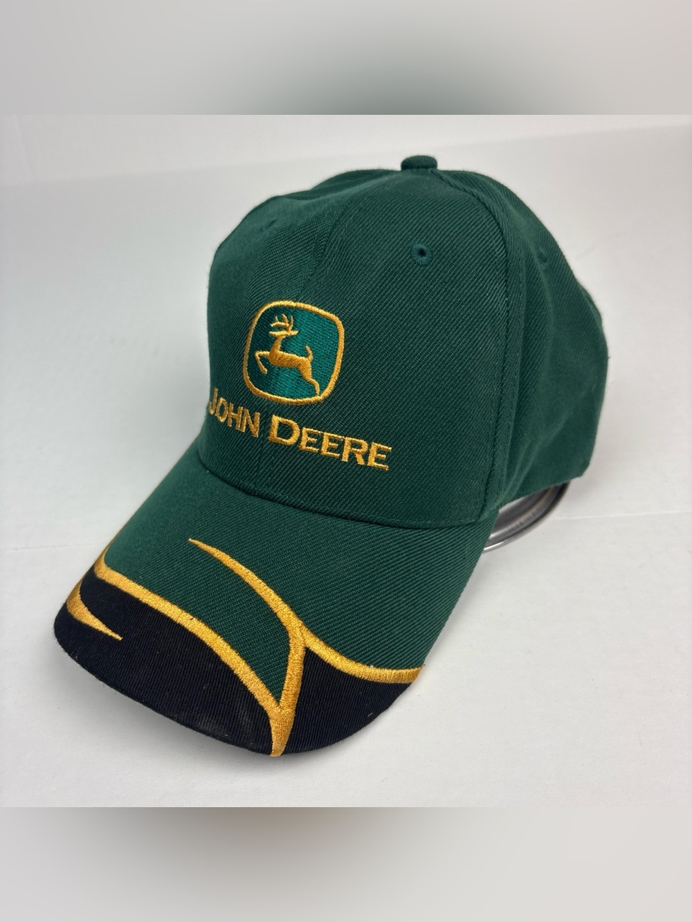 John Deere Baseball Hat Cap Embroidered Flame Green Black Gold Acrylic Wool